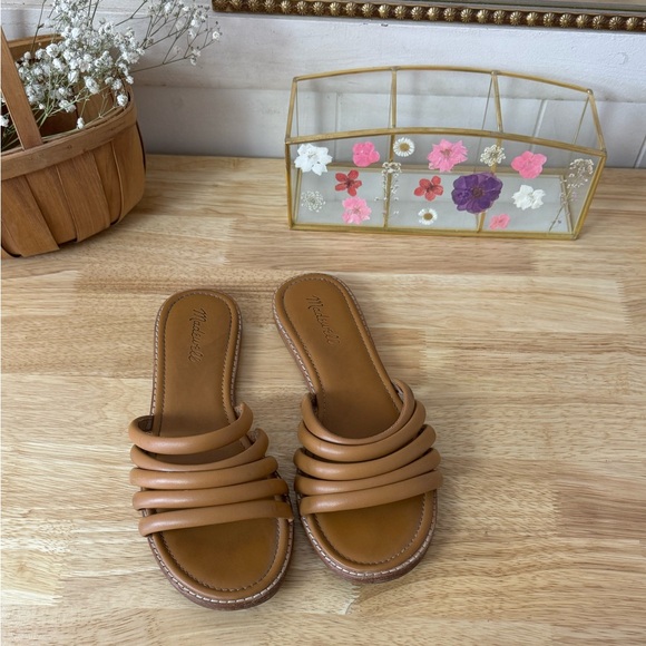 Madewell The Addie Leather Slide Sandals Tan Brown Size 10 Boho Summer Beach - Picture 6 of 11